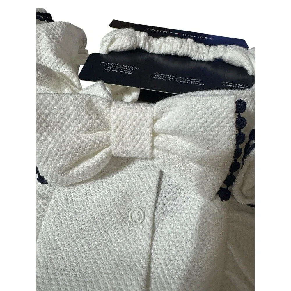 Tommy Hilfiger Infant 12 Mths. NWT Dress And Headband White And Navy